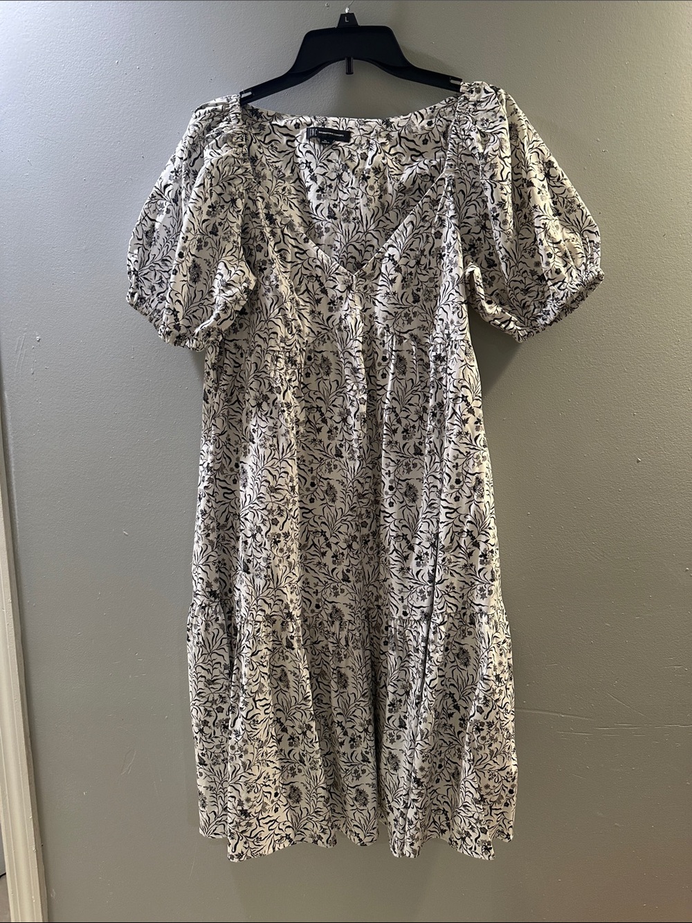 INC International Concepts Black and White Floral Midi Dress